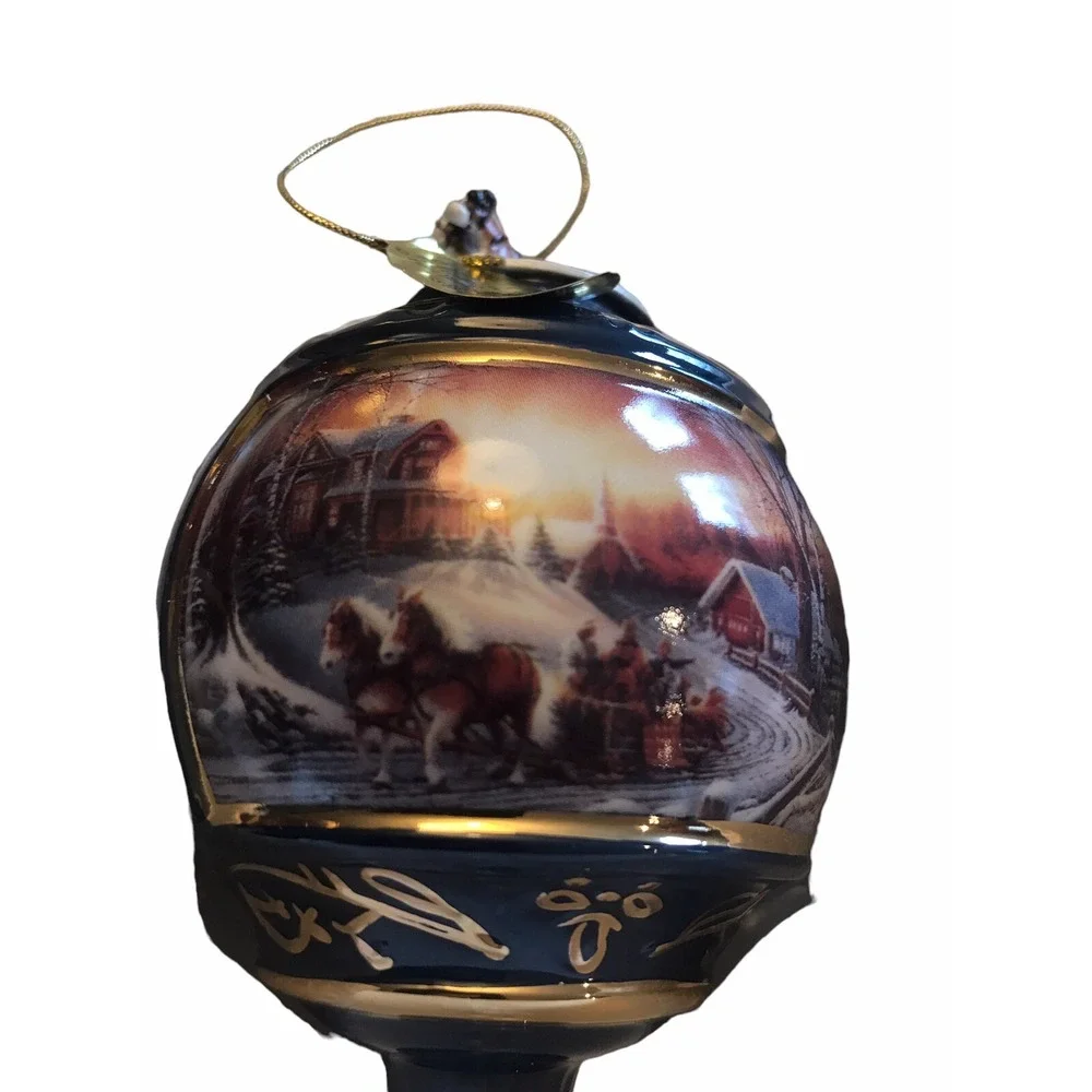 Terry Redlin Pleasures of Winter Christmas Ornament‎ Porcelain Bradford set of 3